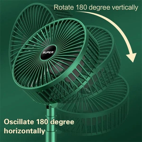 Rechargeable Portable Telescopic Folding Table Fan – 3-Speed Adjustable Desk Fan (Random Color) - Malzio