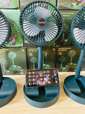 Rechargeable Portable Telescopic Folding Table Fan – 3-Speed Adjustable Desk Fan (Random Color) - Malzio