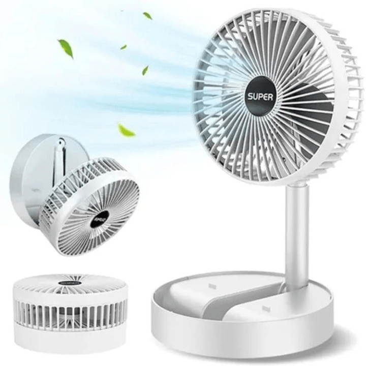 Rechargeable Portable Telescopic Folding Table Fan – 3-Speed Adjustable Desk Fan (Random Color) - Malzio