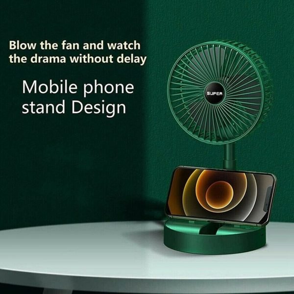 Rechargeable Portable Telescopic Folding Table Fan – 3-Speed Adjustable Desk Fan (Random Color) - Malzio
