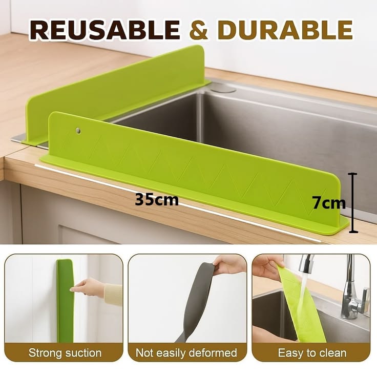 Reusable Silicone Sink Splash Guard – 14 Inch Splashproof Countertop Water Barrier with Suction Cups (Random Color) ✨ - Malzio