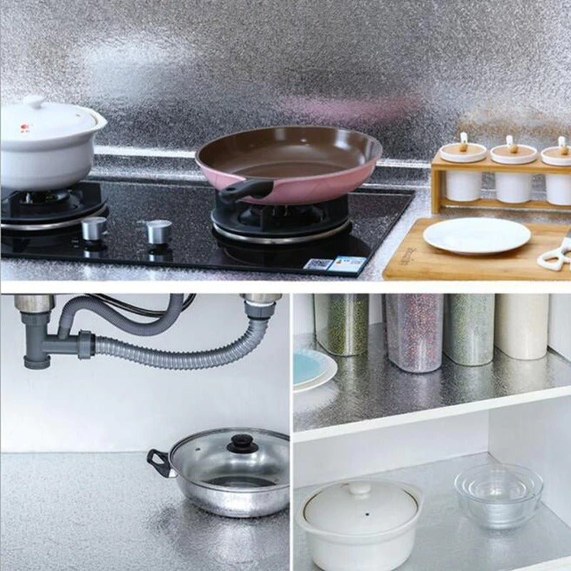 Self-Adhesive Kitchen Oil-Proof Sticker Roll | Waterproof Aluminium Foil Sheet | DIY Wallpaper 45×150cm - Malzio