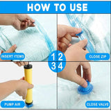 Vacuum Storage Bags Set (5 Bags + 1 Hand Pump) – Reusable Space Saver Compression Bags For Clothes, Bedding & Travel - Malzio