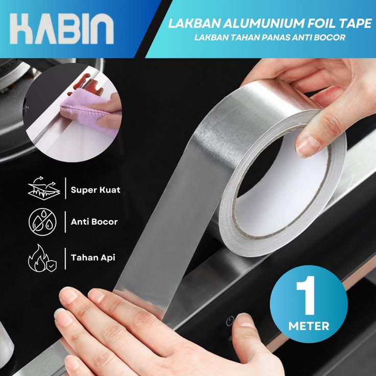 Waterproof Aluminum Foil Butyl Rubber Adhesive Sealant Tape – 2 Inch x 1.5M - Malzio